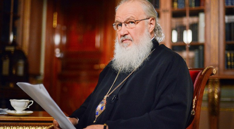 Патриарх Кирилл на записи передачи «Слово пастыря». Фото Игоря ПАЛКИНА / пресс-служба патриарха Московского и всея Руси.
