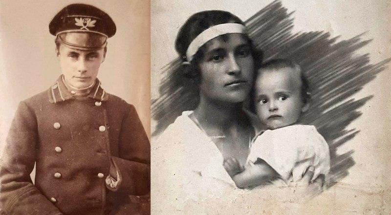 Волошиновы - патриоты. Гимназист Иван, Александра с годовалым сынишкой Лёней. Фото из архива Центрального музея Тавриды.