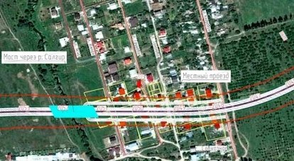 Схема участка трассы «Таврида» через село Совхозное Симферопольского района.