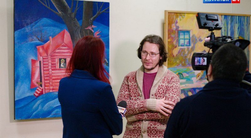 Никита Кулинич на открытии выставки в Луганске.