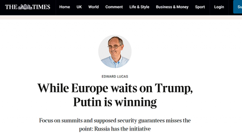 Перевод заголовка: «Пока Европа ждёт Трампа, Путин выигрывает».