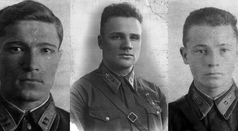 Пётр Еремеев, Николай Тюрин, Виктор Талалихин (слева направо). Фото с портала «Память народа».