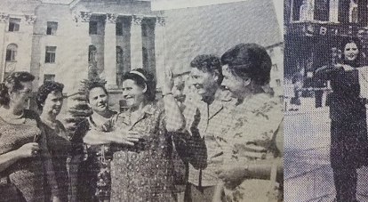 А. Погребова, О. Панова, М. Нечаева, В. Игнатьева, Н. Ечина, 
В. Михно (слева направо), Симферополь, 1965 год. В 1944-м здесь был пост регулировщицы. Мария Нечаева в Берлине, 1945 г.