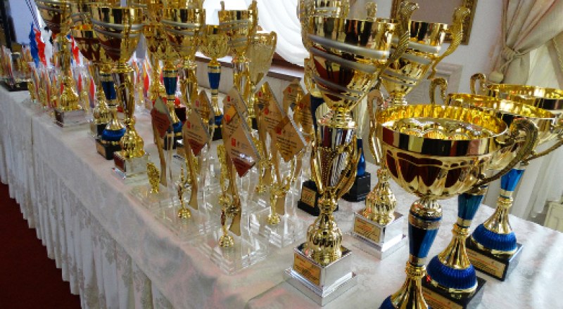 Это часть призов, которые были вручены на «Бале чемпионов» его участникам за заслуги в большом и массовом крымском спорте.