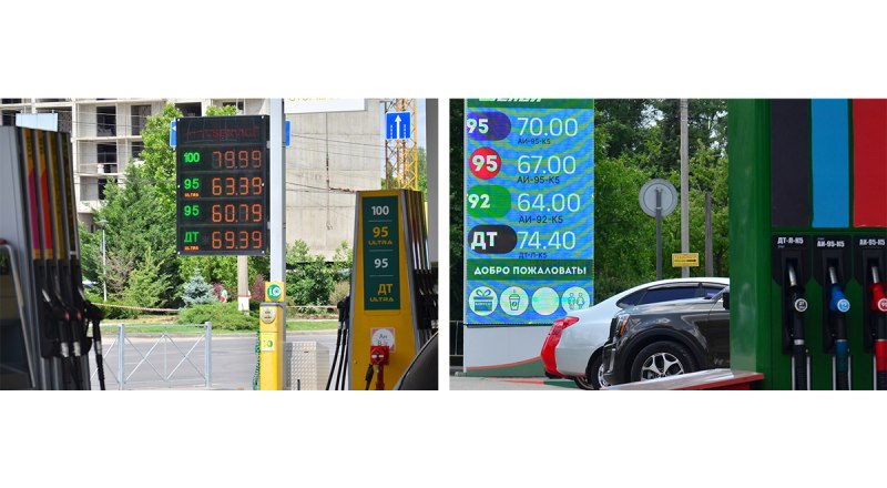 Стоимость топлива в июне 2024 года (слева) и в июне 2025 года (справа). Комментарии излишни.