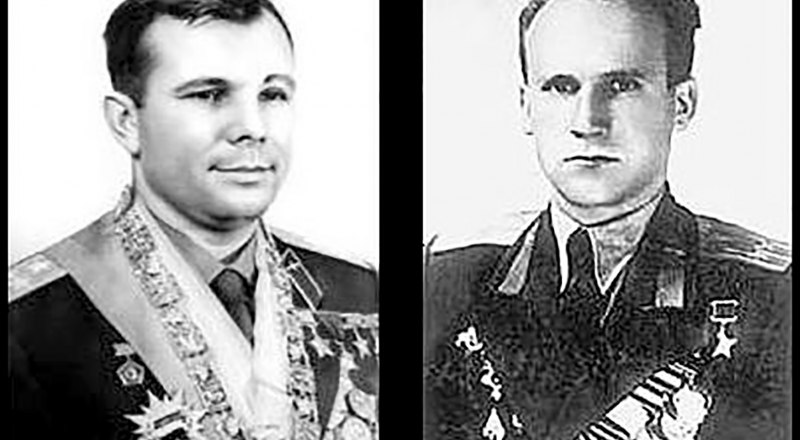 Юрий Гагарин и Владимир Серёгин (слева направо).