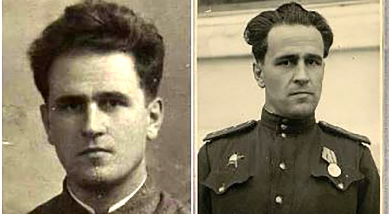 Аркадий Сапронов в 1930-м и в 1944-м. Фото с порталов «Память народа» и Поиск «Неизвестный солдат».