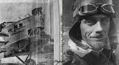 Полярный лётчик Фабио Брунович Фарих и фото его самолёта перед вылетом в газете «Красный Крым».