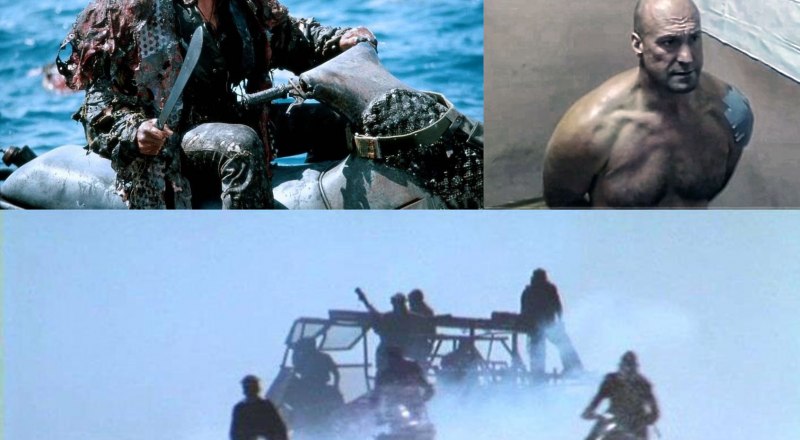  Кадры из фильма «Водный мир» (США, 1995) и фрагмент допроса задержанного боевика ГУР (октябрь 2023).