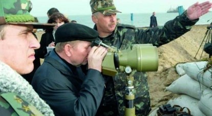 Леонид Кучма на позициях украинских пограничников, на острове Тузла.